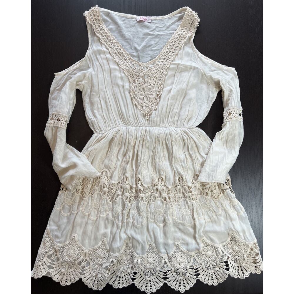 Scandal Made in Italy - Gauzy Boho Festival Embroidered Lace Dress, Size Small